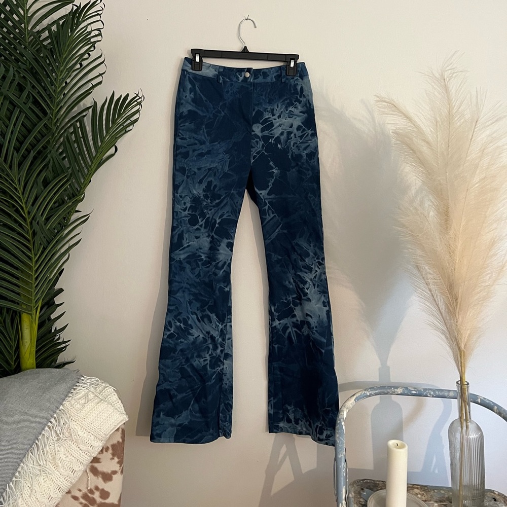Free People, acid wash flare jeans